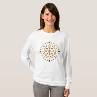Camiseta Flor de Mandala Única Prensada da Arte Original