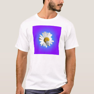Camiseta Flor de Margarida Branca Gradiente Azul Roxo