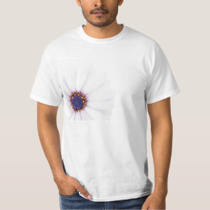 Camiseta Flor de margarida branca minimalista em fundo bran