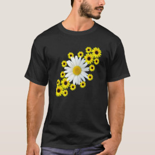 Camiseta Flor de Margarida com Girassóis Padrão Floral Gira