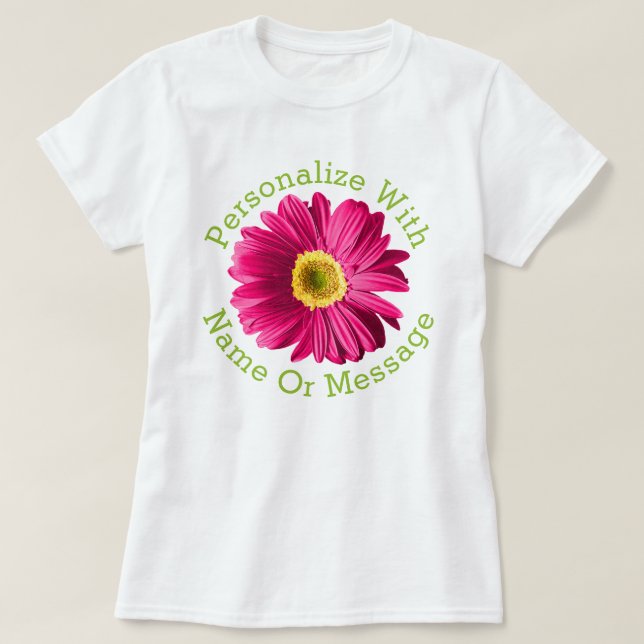 Camiseta Flor de Margarida Rosa Fuchsia (Frente do Design)