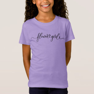 Camiseta Flor de Menina Coração Caligrafia Script