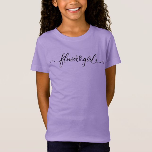 Camiseta Flor de Menina Coração Caligrafia Script (Frente)