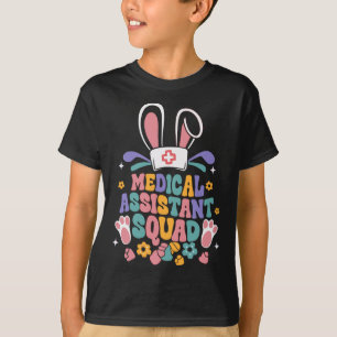 Camiseta Flor de orelha de coelho da equipe médica retro gr