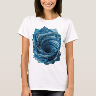 Camiseta Flor de Papel Azul Prata Atraente