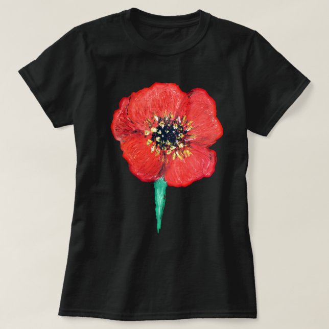 Camiseta Flor de papoila vermelha (Frente do Design)
