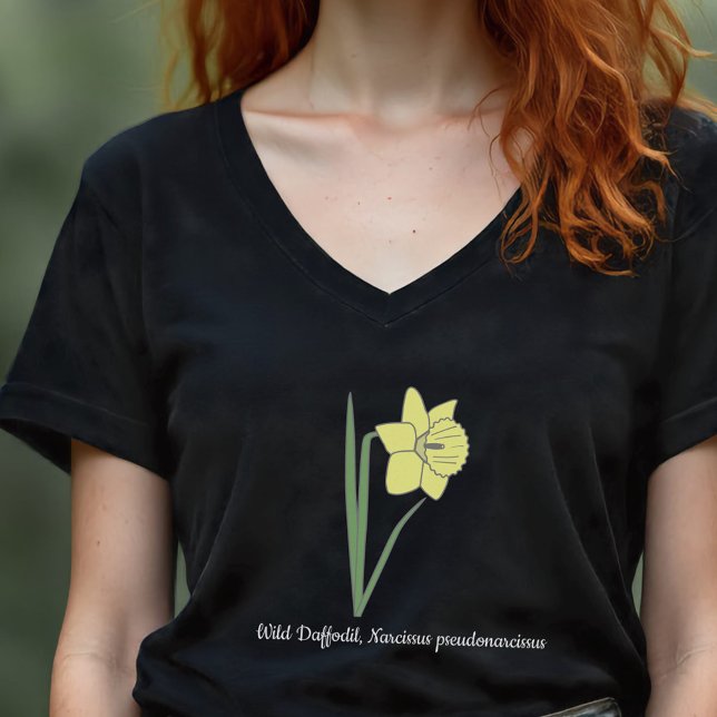 Camiseta Flor de Pastel de Daffodil Botânico (Botanical Daffodil Flower Woman T-Shirt)