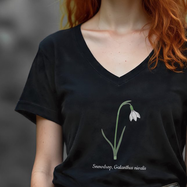 Camiseta Flor de Pastel de Neve Botânica (Botanical Snowdrop Flower Woman T-Shirt)