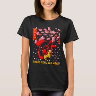 Camiseta Flor de Pêssego Ano Novo Lunar Vietnamita Cavalo 2