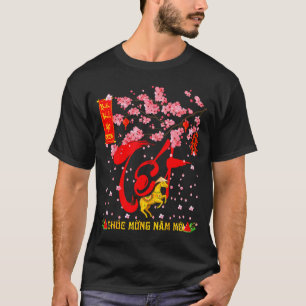Camiseta Flor de Pêssego Ano Novo Lunar Vietnamita Cavalo 2
