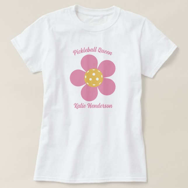 Camiseta Flor de Pickleball do Retro Mod 70s Personalizado (Frente do Design)