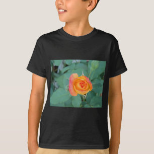 Camiseta flor de rosa amarelo alaranjado