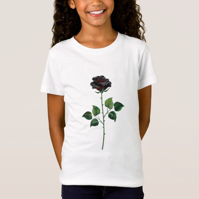 Camiseta Flor de rosa preta (Frente)