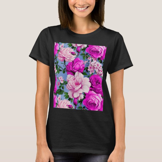 Camiseta Flor de Rosa Roxo Grande Retro (Frente)