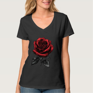 Camiseta Flor de Rosa Vermelha Botânico Jardim Flor Rosa