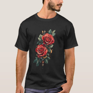 Camiseta Flor de Rosa Vermelha Botânico Jardim Flor Rosa 1
