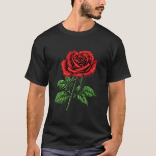 Camiseta Flor de Rosa Vermelha Botânico Jardim Flor Rosa Ve