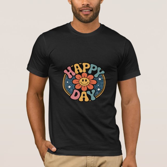 Camiseta Flor de Rosto Sorridente Dia Feliz (Frente)