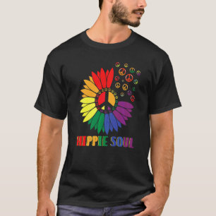Camiseta Flor de Símbolo da Paz da Alma Hippie Para Homens