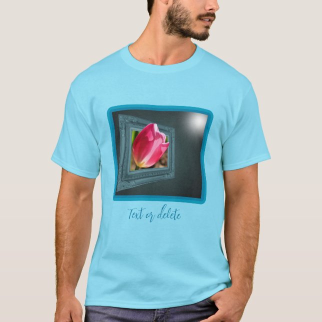 Camiseta Flor De Tulipa Rosa Fora Do Quadro Personalizado (Frente)