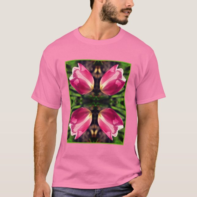 Camiseta Flor De Tulipa Rosa No Abstrato De Luz Solar (Frente)