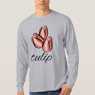 Camiseta flor de tulipa rosa vintage presente flor