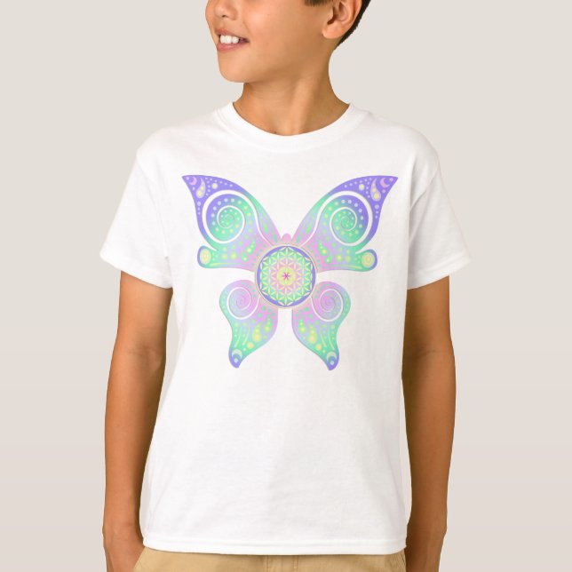 Camiseta Flor de Vida / Blume des Lebens - borboleta (Frente)