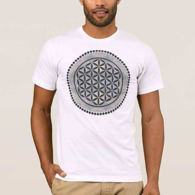 Camiseta Flor de Vida / Blume des Lebens - Botão IX (Frente)