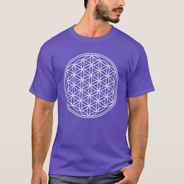 Camiseta Flor de Vida / Blume des Lebens - Branco sólido (Frente)