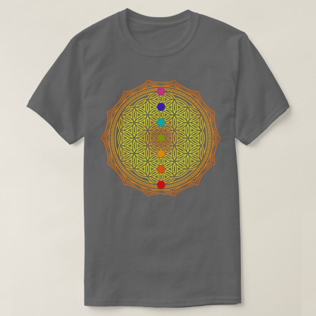Camiseta Flor de vida em laranja (Frente do Design)