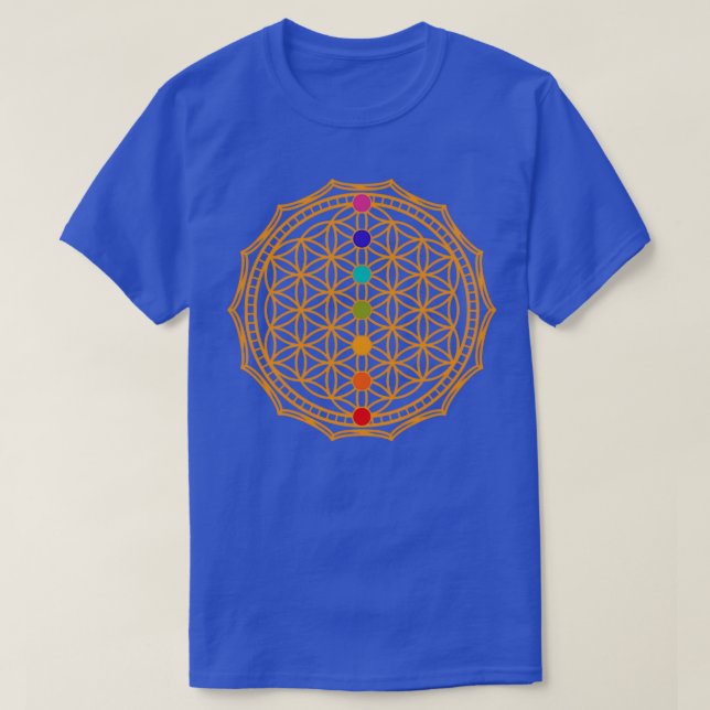 Camiseta Flor de vida laranja 2 (Frente do Design)