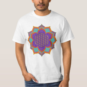Camiseta Flor de Vida - Ouro de ornamentos LOTUS I