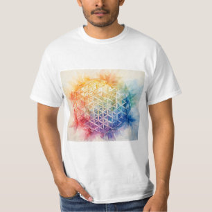 Camiseta Flor de Vida - Pintura de Aquarela