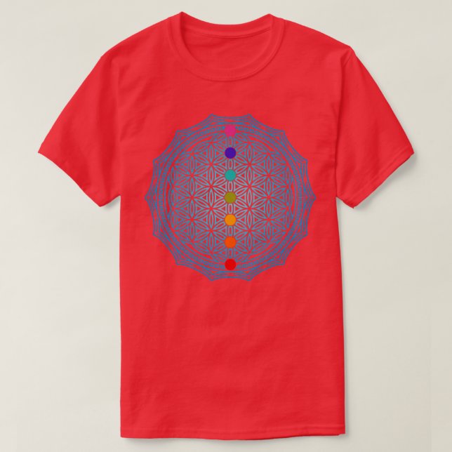 Camiseta Flor de vida turquesa 2 (Frente do Design)