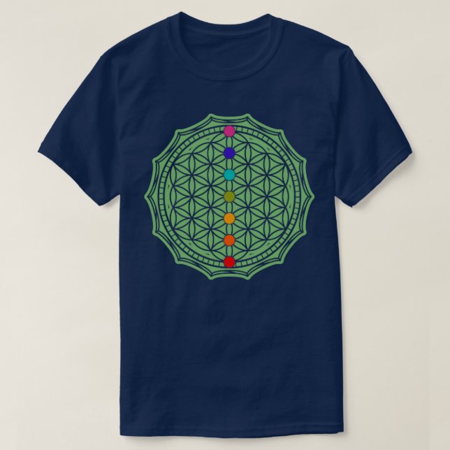 Camiseta Flor de vida verde (Frente do Design)