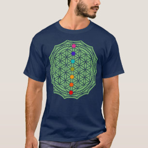 Camiseta Flor de vida verde