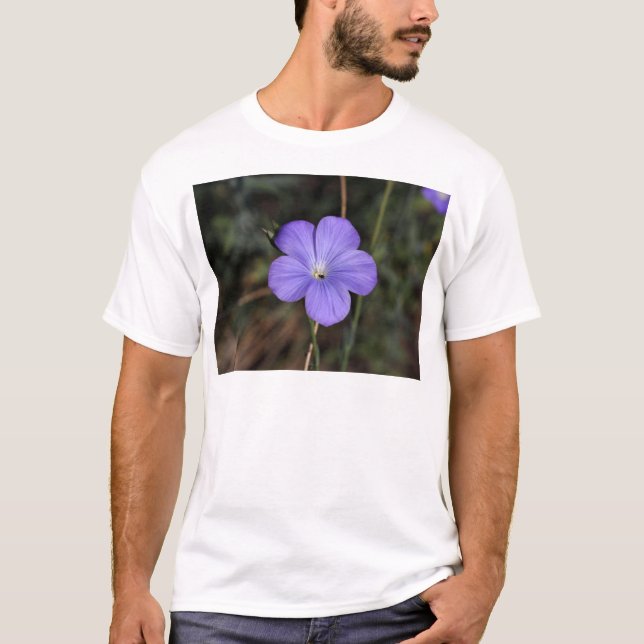 Camiseta Flor do linho constante ou azul (Frente)