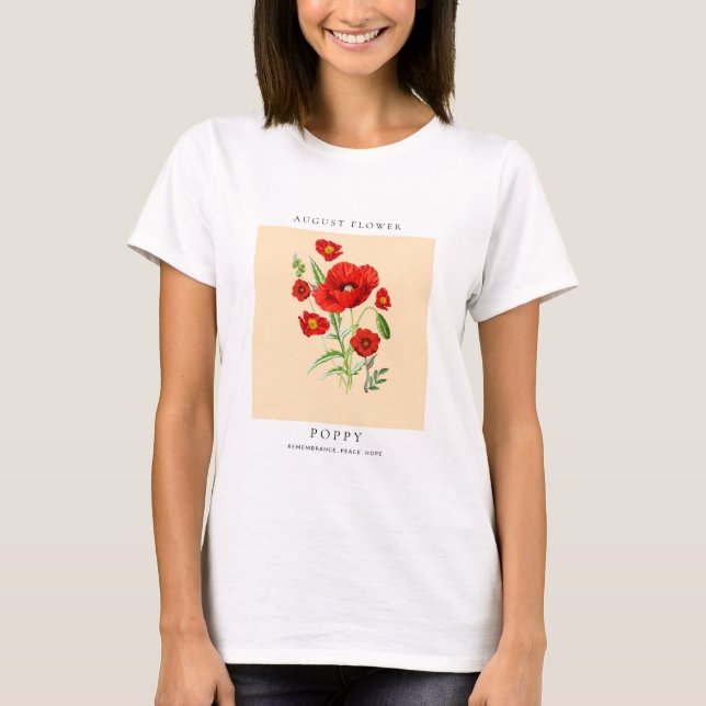 Camiseta Flor do Mês de Nascimento de Agosto (Frente)