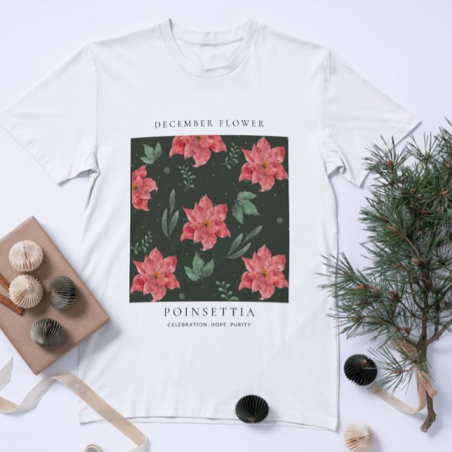 Camiseta Flor do Mês de Nascimento Dezembro (December Birth Month T-shirt. Christmas gift for her.)