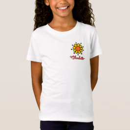 Camiseta Flor Doodle Personalizada Amarela e Vermelha Fofa