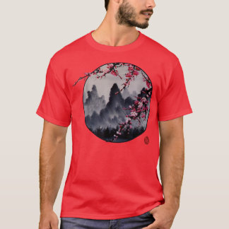 Camiseta Flor e Montanhas de Cereja Sakura Japonês