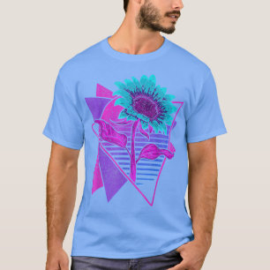 Camiseta Flor - Estética de Ondas Sintéticas - Arte Retroat