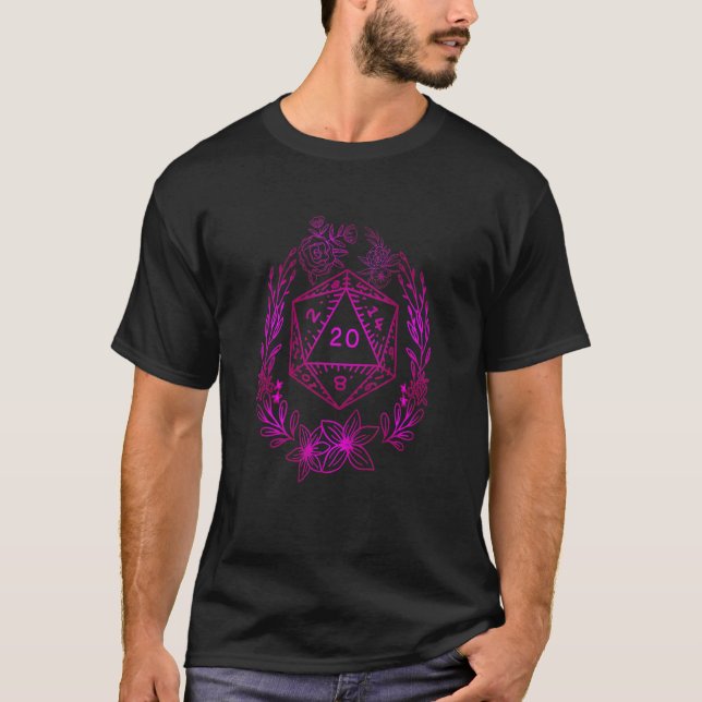 Camiseta Flor Floral D20 Dice Storyteller Tabletop Rpg Ga (Frente)
