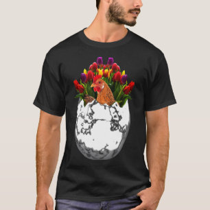 Camiseta Flor Floral de Ovo de Galinha Galinha