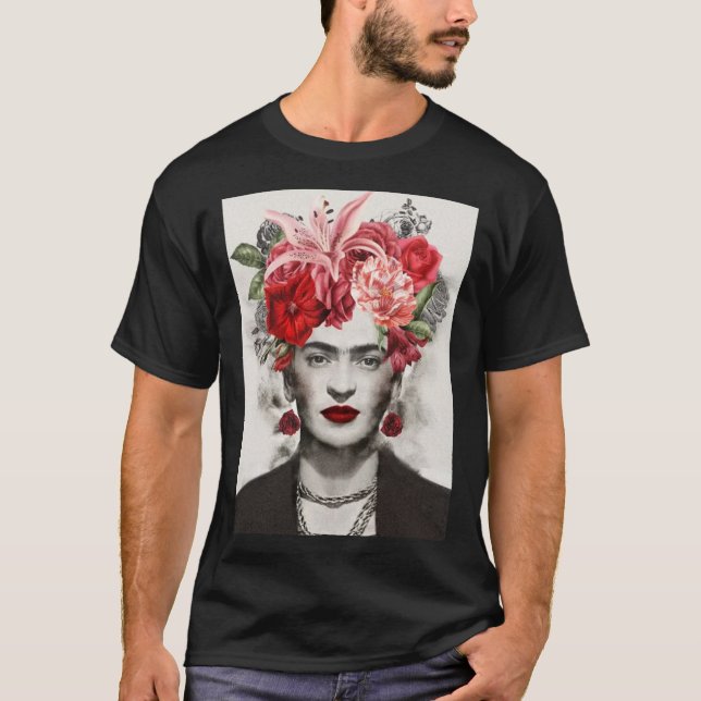Camiseta Flor Frida kahlo, cabeça de Flor, presente de flor (Frente)