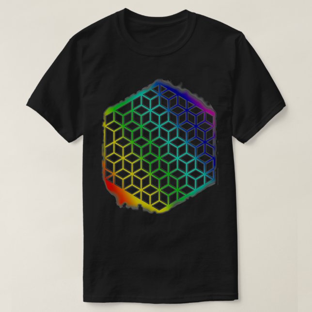Camiseta Flor geométrica sagrada da vida Cubes Mandala Patt (Frente do Design)