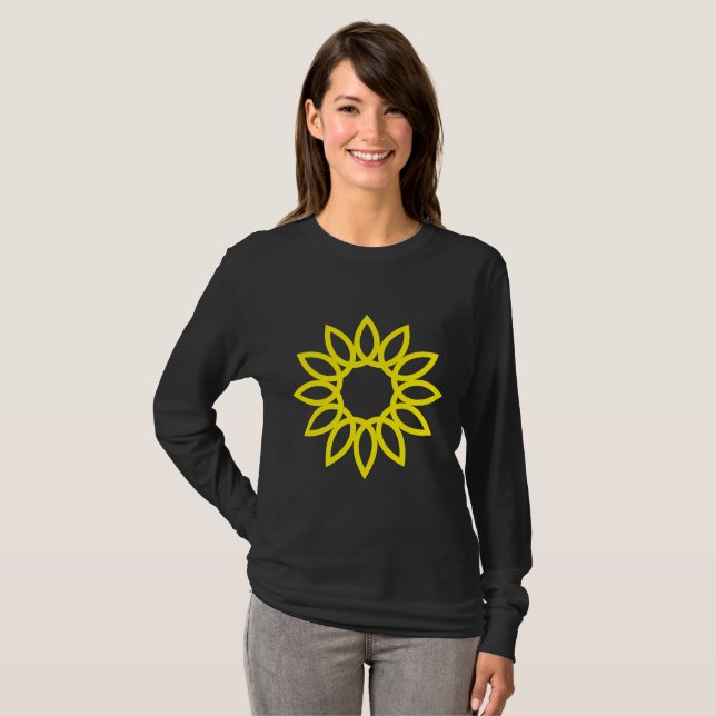 Camiseta Flor Geométrico 01 - Amarelo (Frente Completa)