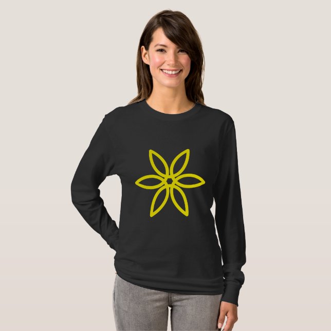Camiseta Flor Geométrico 02 - Amarelo (Frente Completa)