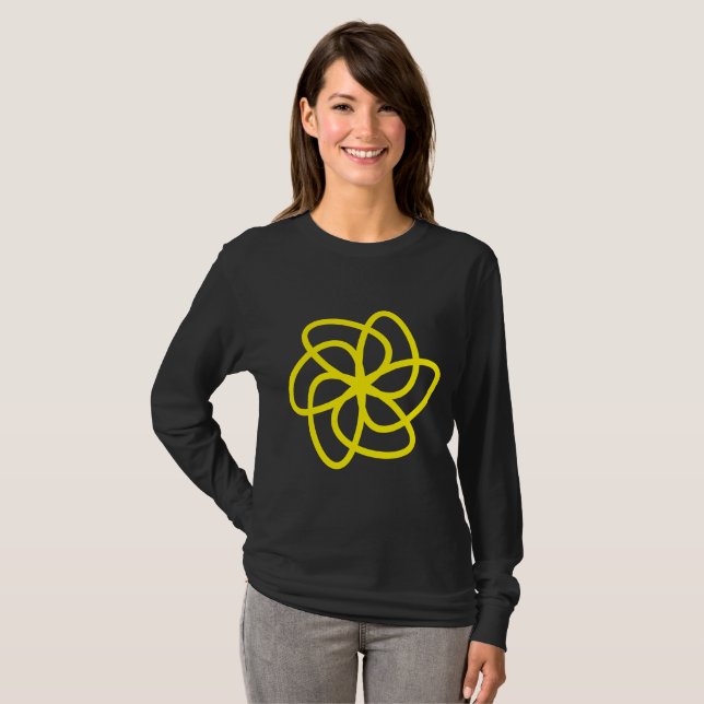 Camiseta Flor Geométrico 04 - Amarelo (Frente Completa)