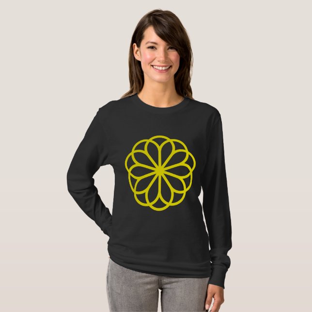 Camiseta Flor Geométrico 06 - Amarelo (Frente Completa)